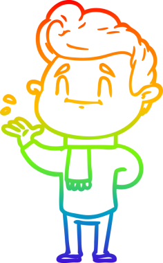 gökkuşağı gradyanı çizimi bir insan tarafından çizilmiş mutlu bir çizgi film adamı