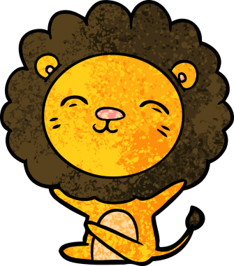 Bir insan tarafından çizilmiş çizgi film aslanı.