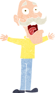 Çizgi film bir insan tarafından çizilmiş yaşlı bir adam stresli