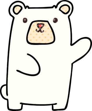 Bir insan tarafından çizilmiş çizgi roman tarzı tuhaf kutup ayısı.