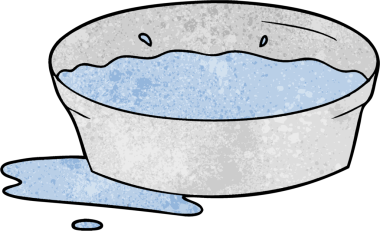 Bir insan tarafından çizilmiş karikatür köpek suyu kasesi.