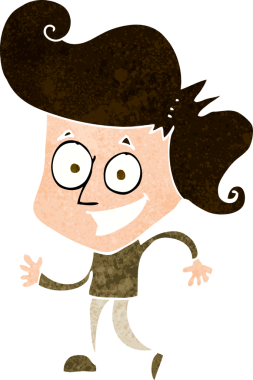 Bir insan tarafından çizilmiş sırıtan bir çizgi film adamı.