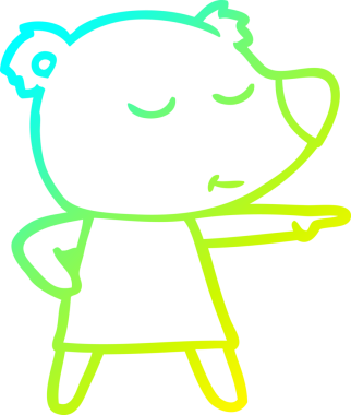 Bir insanın çizdiği elbiseyi giyen bir kutup ayısının çizdiği soğuk çizgi.