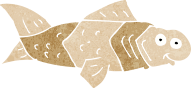 Bir insan tarafından çizilmiş komik bir balık.