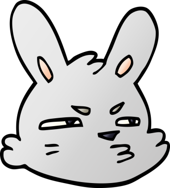 Bir insan tarafından çizilmiş karikatür karalaması huysuz tavşan.