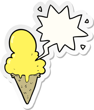 Bir insan tarafından çizilmiş konuşma balonu çıkartmalı karikatür dondurması.