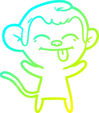 Bir insan tarafından çizilmiş komik bir çizgi maymunun soğuk eğim çizgisi.