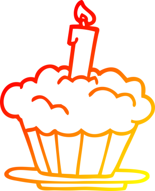 Bir insan tarafından çizilmiş bir doğum günü pastasının sıcak gradyan çizimi