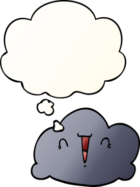 Düşünce baloncuğu olan karikatür bulutu bir insan tarafından çizilmiş.