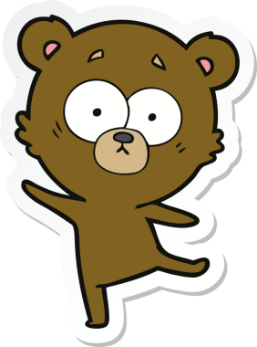 Bir insan tarafından çizilmiş endişeli bir ayı çizgi filminin çıkartması.