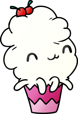 gradyan çizgi film çizimi kawaii ahtapot keki bir insan tarafından çizildi