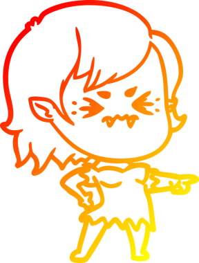 Bir insan tarafından çizilmiş kızgın bir vampir kız çizgi çizimi.