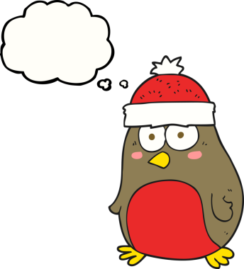 Bir insan tarafından çizilmiş serbest çizim balon karikatür noel robini.