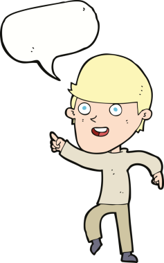 Bir insan tarafından çizilmiş konuşma balonlu mutlu adam çizgi filmi.