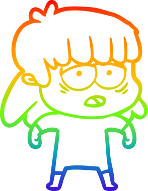 gökkuşağı gradyan çizgi çizimi bir insan tarafından çizilmiş yorgun bir kadın