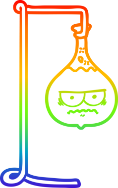 Bir insan tarafından çizilmiş kızgın bir çizgi film bilim deneyinin gradyan çizimi