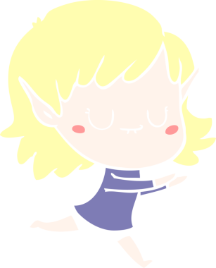 Mutlu düz renkli çizgi film kızı bir insan tarafından çizilmiş.