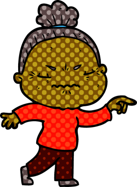 Çizgi film bir insan tarafından çizilmiş yaşlı bir kadın tarafından rahatsız edildi.