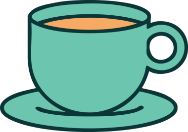 Bir insan tarafından çizilmiş bir fincan kahvenin ikonik dövme şekli.