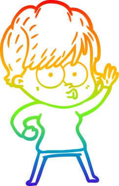 gökkuşağı gradyan çizimi bir insan tarafından çizilmiş bir karikatür kadın