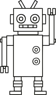 Bir insan tarafından çizilmiş dans eden bir robot çizimi