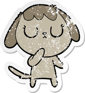 Bir insan tarafından çizilmiş şirin bir köpeğin sıkıntılı çıkartması.