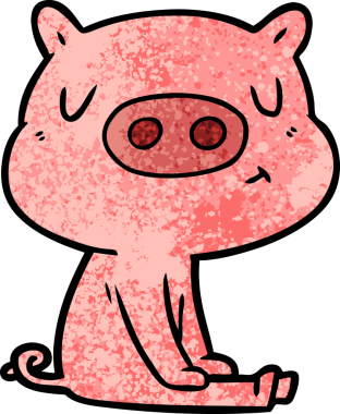 Bir insan tarafından çizilen çizgi film içerikli domuz meditasyonu