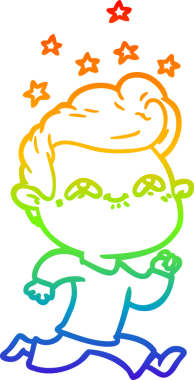 Gökkuşağı gradyanı çizimi bir insan tarafından çizilmiş heyecanlı bir çizgi film