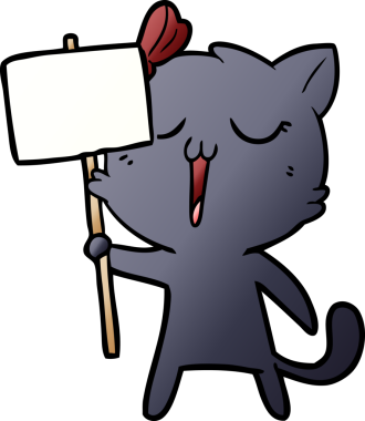 Bir insan tarafından çizilmiş çizgi film kedisi.