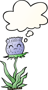 Düşünce baloncuğu olan çizgi film devedikeni bir insan tarafından çizilmiş düzgün eğimli stil