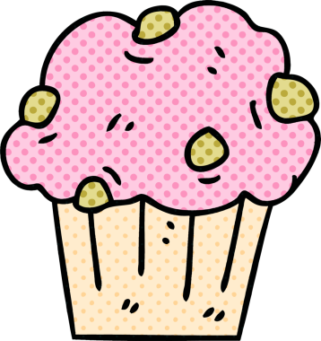 Bir insan tarafından çizilmiş komik çizgi roman tarzı çikolatalı pasta.