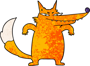 Şişko tilki çizgi film karakteri bir insan tarafından çizilmiş.