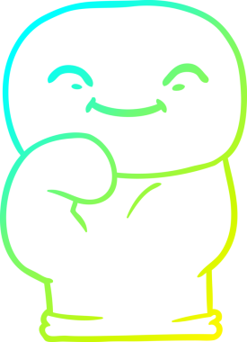 Bir insanın çizdiği çizgi film boks eldiveninin soğuk gradyan çizgisi.