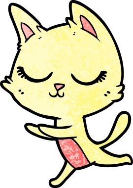 Bir insan tarafından çizilmiş sakin çizgi film kedisi.