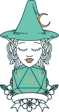 Retro Dövme Biçimli elf karakteri Bir insan tarafından çizilmiş doğal yirmi zar atışıyla