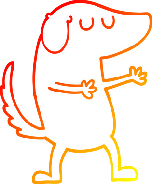 Bir insan tarafından çizilmiş mutlu bir köpeğin sıcak çizgi çizimi.