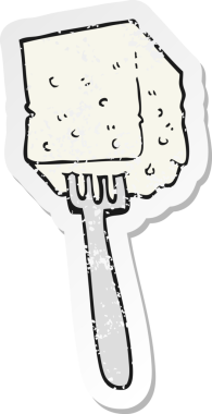 Bir insan tarafından çizilmiş tofu çizgi filminin gerilimli yapıştırması.