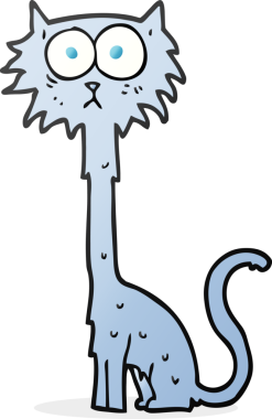 Bir insan tarafından çizilmiş serbest çizim çizgi film kedisi.