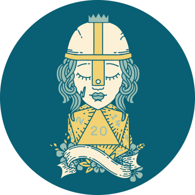 Retro Dövme Tarzı İnsan Dövüşçüsü Bir insan tarafından çizilmiş 20 zar atışıyla