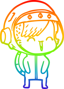 Gökkuşağı gradyan çizimi mutlu bir uzay kızının çizimi bir insan tarafından çizilmiş