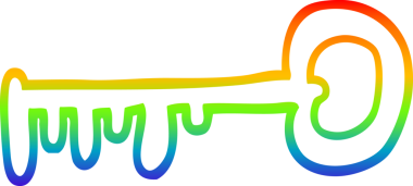 gökkuşağı gradyan çizgi çizimi bir insan tarafından çizilmiş metal bir anahtar