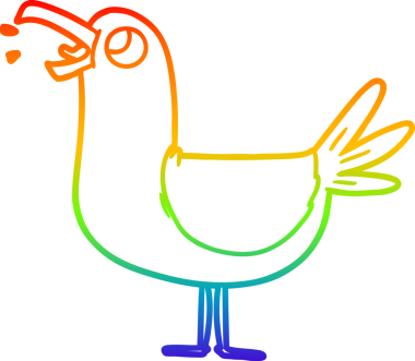 bir insan tarafından çizilmiş bir martının gökkuşağı gradyan çizimi