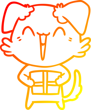 Bir insan tarafından çizilmiş mutlu, küçük bir çizgi köpeğin sıcak çizgi çizimi.