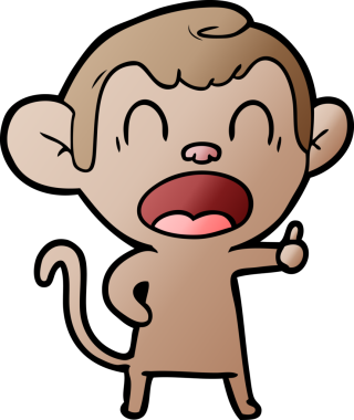 Bir insan tarafından çizilmiş esneyen çizgi maymun.