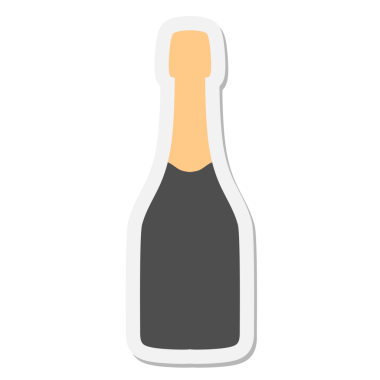 Bir insan tarafından çizilmiş şampanya şişesi etiketi.