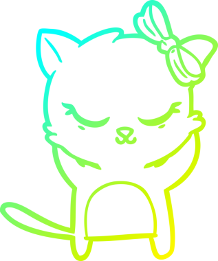 Bir insan tarafından çizilmiş bir çizgi film kedisinin soğuk gradyan çizimi