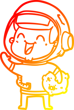 Bir insan tarafından çizilmiş mutlu bir astronotun sıcak çizgi çizimi