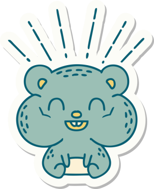 Bir insan tarafından çizilmiş mutlu hamster dövmesi çıkartması.