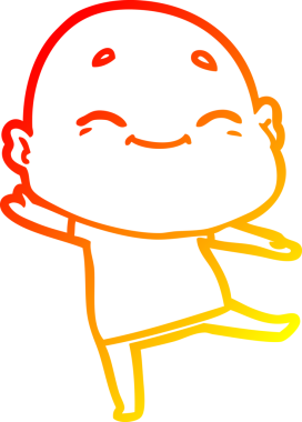 Bir insan tarafından çizilmiş, mutlu kel bir adamın çizgi çizimi.