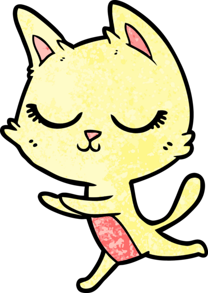 Bir insan tarafından çizilmiş sakin çizgi film kedisi.